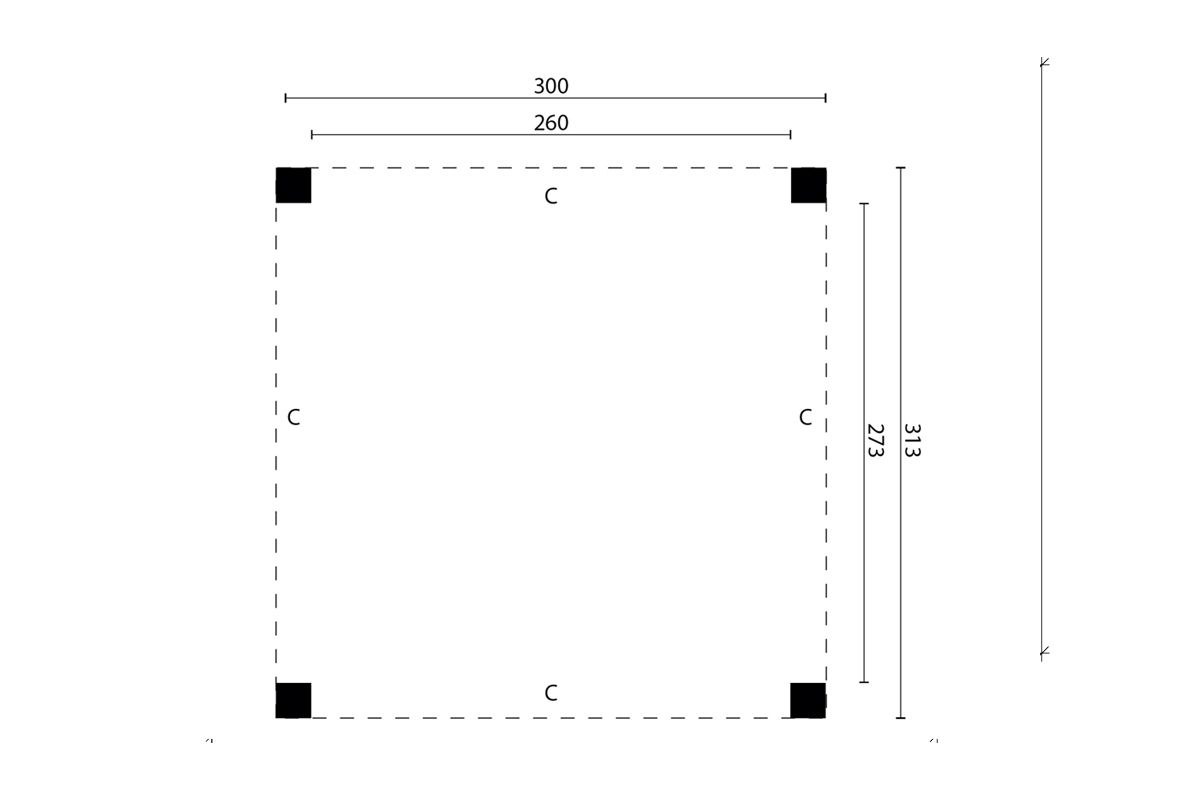 Terrassenüberdachung Holz Flachdach 300 plan