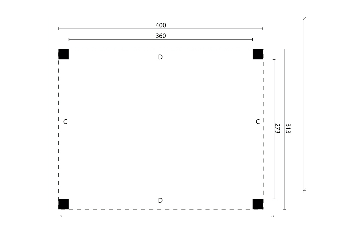 Terrassenüberdachung Holz Flachdach 400 plan