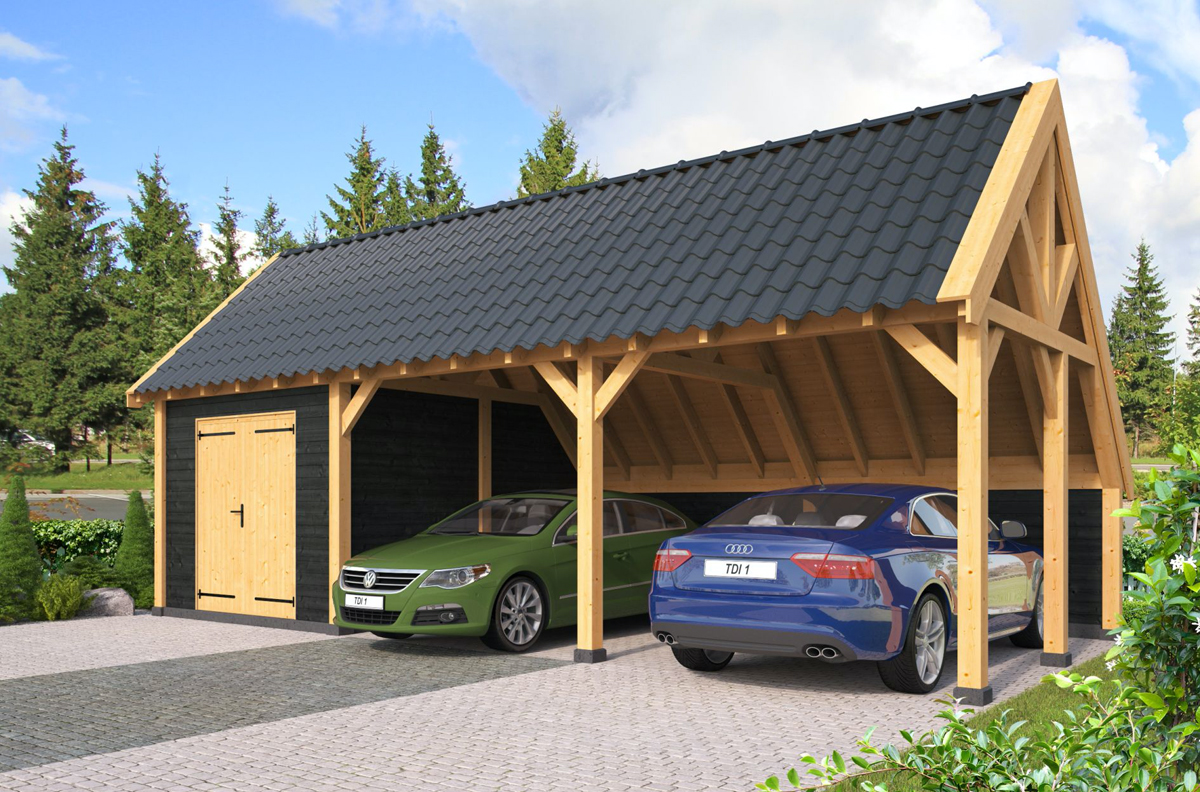 Carport Scheune 893 x 460 typ2 schwarz