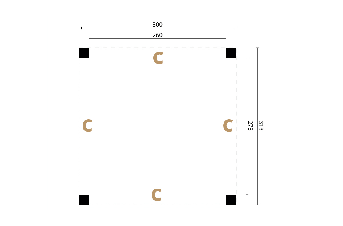 Terrassenüberdachung Holz Flachdach 300 plan