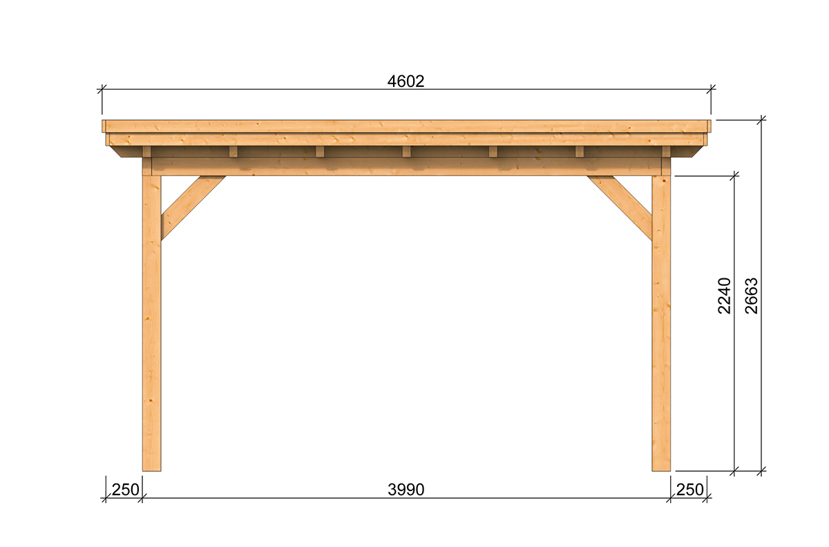 Terrassenüberdachung Holz Norrimi Seitenansicht 450