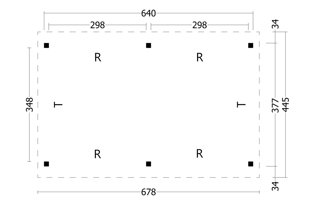 Terrassenüberdachung Satteldach Plan 678x455