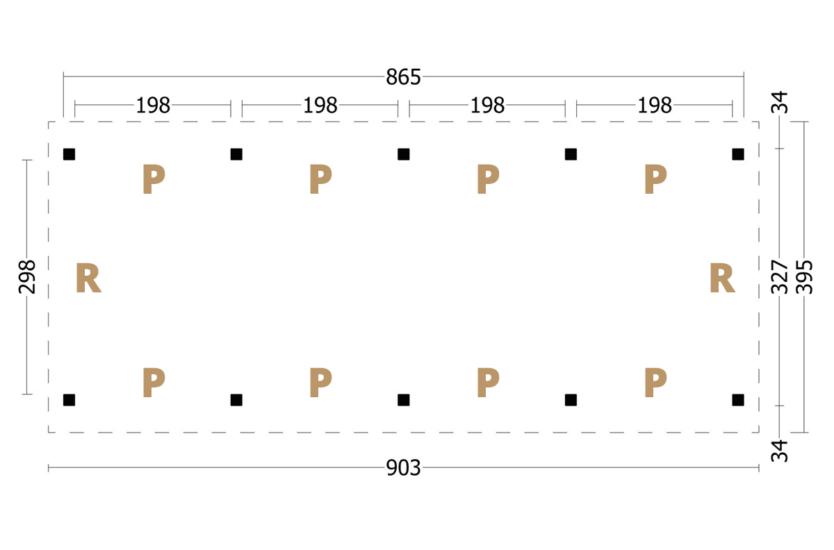 Terrassenüberdachung Satteldach Module Plan 903x395