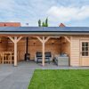 Terrassenüberdachung Holz Satteldach Foto PV