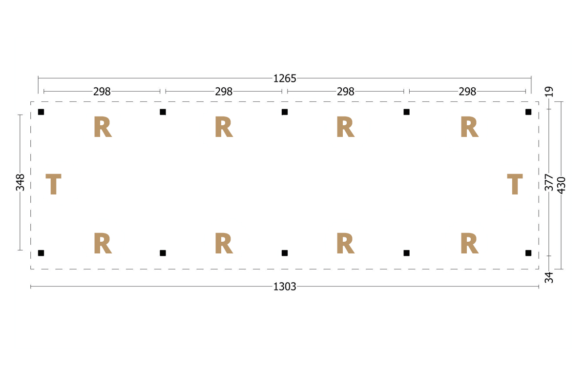 Terrassenüberdachung Holz Module Plan 1303x430