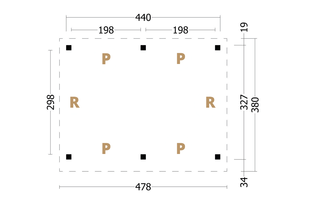 Terrassenüberdachung Holz Module Plan 478x380