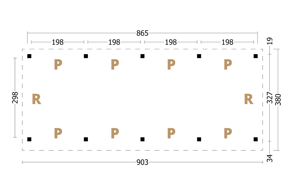 Terrassenüberdachung Holz Module Plan 903x380