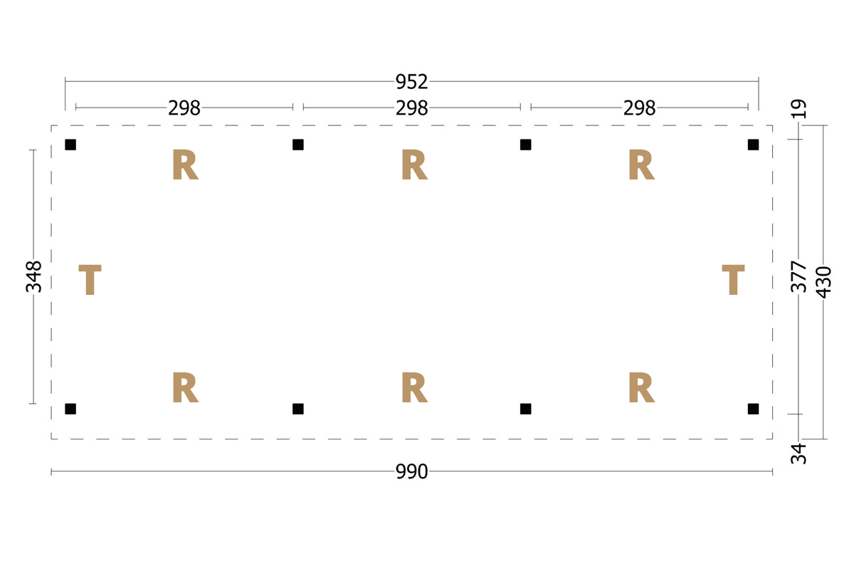 Terrassenüberdachung Holz Module Plan 990x430